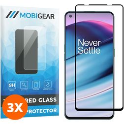 Mobigear Premium OnePlus Nord CE Glazen Screenprotector - Case Friendly - Zwart (3-Pack)