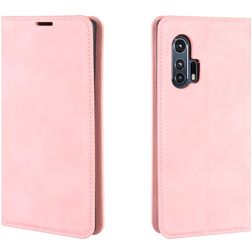 Mobigear Retro Slim Motorola Edge Plus Hoesje Bookcase Portemonnee - Roze