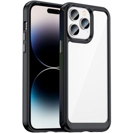 Mobigear Crystal iPhone 14 Pro Max Hoesje Hardcase Backcover - Transparant / Zwart