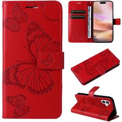 Mobigear Butterfly iPhone 16 Plus Hoesje Bookcase Portemonnee - Rood