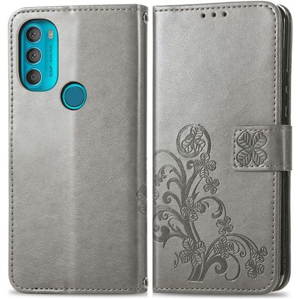 Mobigear Clover Motorola Moto G71 5G Hoesje Bookcase Portemonnee - Grijs