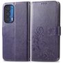 Mobigear Clover Motorola Edge (2021) Hoesje Bookcase Portemonnee - Paars