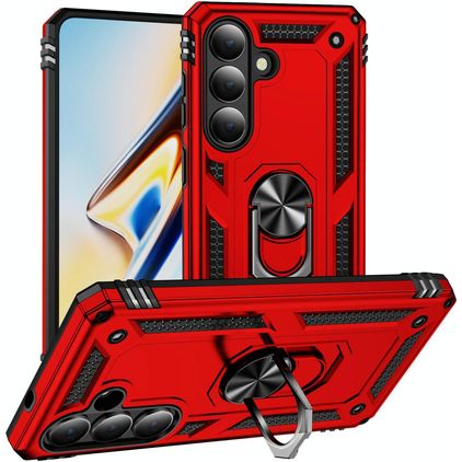 Mobigear Armor ring Samsung Galaxy S26 Hoesje Hardcase Backcover Shockproof met Ringhouder - Rood