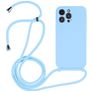Mobigear Lanyard iPhone 14 Pro Siliconen Hoesje met koord - Babyblauw