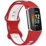 Mobigear Sport Dual Siliconen Fitbit Charge 5 Bandje Druksluiting - Wit / Rood