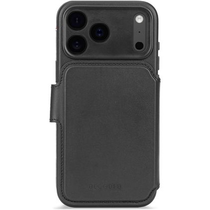 Decoded Detachable Wallet iPhone 17 Pro Max MagSafe Hoesje Echt Leer Uitneembare 2in1 Bookcase Portemonnee - Zwart