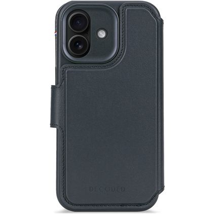 Decoded Detachable Wallet iPhone 17 MagSafe Hoesje Echt Leer Uitneembare 2in1 Bookcase Portemonnee - Navy Shadow