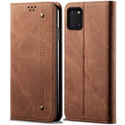 Mobigear Denim Slim Samsung Galaxy Note 10 Lite Hoesje Bookcase Portemonnee - Bruin