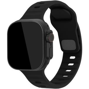 Mobilize Sports Siliconen Apple Watch Bandje Druksluiting - 49/46/45/44 mm - Zwart