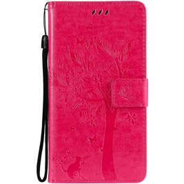Mobigear Tree Samsung Galaxy S21 Hoesje Bookcase Portemonnee - Magenta