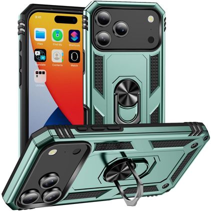 Mobigear Armor Ring iPhone 18 Pro Max Hoesje Hardcase Backcover Shockproof met Ringhouder - Groen