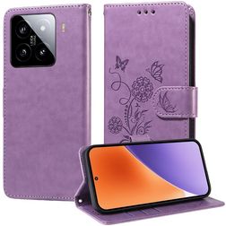 Mobigear Flowers Xiaomi 15 Hoesje Bookcase Portemonnee - Paars