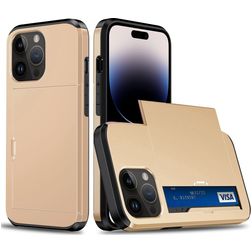 Mobigear Card iPhone 15 Pro Max Hoesje Hardcase Backcover Shockproof met Pasjeshouder - Goud