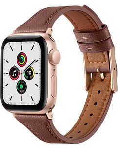 Mobigear Napoli Leren Apple Watch Bandje Gespsluiting - 42/41/40/38 mm - Bruin