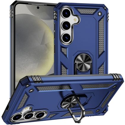 Mobigear Armor ring Samsung Galaxy S25 Plus Hoesje Hardcase Backcover Shockproof met Ringhouder - Blauw