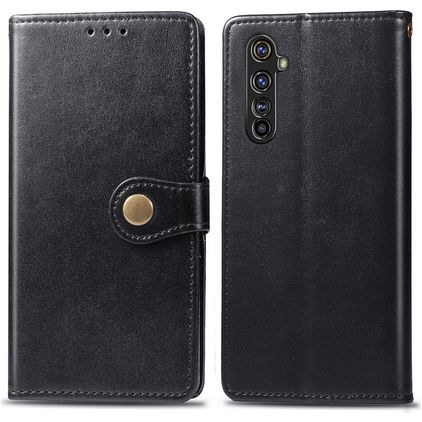 Mobigear Snap Button Realme X50 Pro Hoesje Bookcase Portemonnee - Zwart