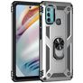 Mobigear Armor Ring Motorola Moto G60 Hoesje Hardcase Backcover Shockproof met Ringhouder - Zilver