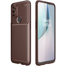 Mobigear Racing OnePlus Nord N100 Hoesje Flexibel TPU Backcover - Bruin