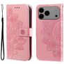 Mobigear Flowers iPhone 17 Pro Max Hoesje Bookcase Portemonnee - Roségoud