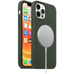 Mobigear Rubber Touch iPhone 12 Siliconen MagSafe Hoesje Backcover - Groen