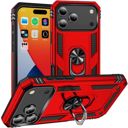 Mobigear Armor Ring iPhone 18 Pro Max Hoesje Hardcase Backcover Shockproof met Ringhouder - Rood