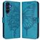 Mobigear Flowers Samsung Galaxy A17 Hoesje Bookcase Portemonnee - Blauw