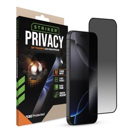 Striker Xtreme Impact Privacy iPhone 16 Pro Max Glazen Screenprotector Privacy - Case Friendly - Zwart