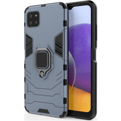 Mobigear Armor Ring Samsung Galaxy A22 5G Hoesje Hardcase Backcover Shockproof met Ringhouder - Blauw