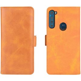 Mobigear Slim Magnet Motorola One Fusion Plus Hoesje Bookcase Portemonnee - Cognac