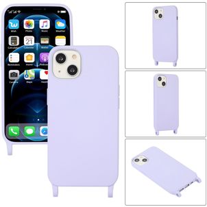Mobigear Lanyard iPhone 14 Plus Siliconen Hoesje met koord - Paars