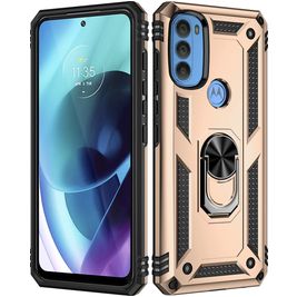 Mobigear Armor Ring Motorola Moto G71 5G Hoesje Hardcase Backcover Shockproof met Ringhouder - Goud