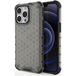 Mobigear Honeycomb iPhone 14 Pro Max Hoesje Hardcase Backcover Shockproof - Zwart
