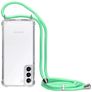 Mobiparts Lanyard Samsung Galaxy S21 Hardcase Hoesje met koord - Transparant / Groen