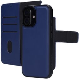 Mobiparts iPhone 16 MagSafe Hoesje Echt Leer Uitneembare 2in1 Bookcase Portemonnee - Blauw