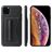 Fierre Shann Card Pocket iPhone 11 Pro Hoesje Backcover met Pasjeshouder en Standaard - Zwart