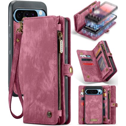 CaseMe 008 Google Pixel 9 Pro XL Hoesje Uitneembare 2in1 Bookcase Portemonnee - Rood