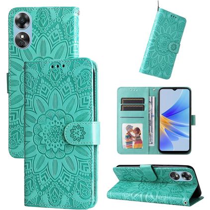 Mobigear Sunflower OPPO A17 Hoesje Bookcase Portemonnee - Groen