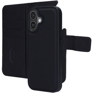 Mobiparts iPhone 17 Hoesje Echt Leer Uitneembare 2in1 Bookcase Portemonnee - Zwart