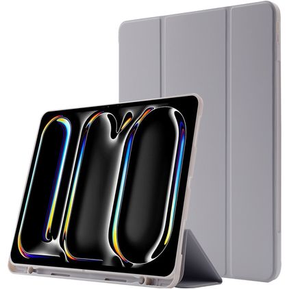 Mobigear Tri-Fold Gel iPad Pro 11 Inch (2025) Hoes TPU,Kunstleer Bookcase + Stylus Houder - Grijs