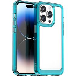 Mobigear Crystal iPhone 15 Pro Hoesje Hardcase Backcover - Transparant / Turquoise