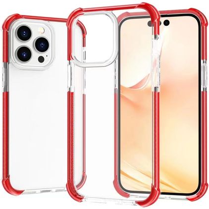 Mobigear Full Bumper iPhone 14 Pro Hoesje Hardcase Backcover Shockproof - Transparant / Rood