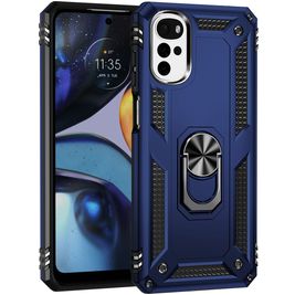 Mobigear Armor Ring Motorola Moto G22 Hoesje Hardcase Backcover Shockproof met Ringhouder - Blauw