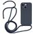 Mobigear Lanyard iPhone 14 Siliconen Hoesje met koord - Donkerblauw