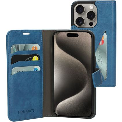 Mobiparts Classic Wallet iPhone 15 Pro Hoesje Bookcase Portemonnee - Steel Blue