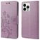 Mobigear Flowers iPhone 14 Pro Hoesje Bookcase Portemonnee - Paars