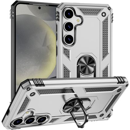 Mobigear Armor ring Samsung Galaxy S25 Plus Hoesje Hardcase Backcover Shockproof met Ringhouder - Zilver