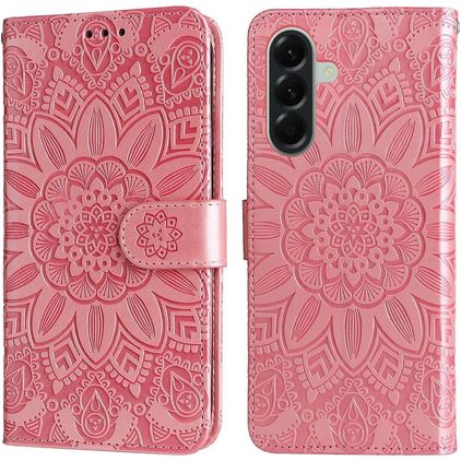Mobigear Sunflower Samsung Galaxy A57 Hoesje Bookcase Portemonnee - Roségoud