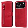 Mobigear Zipper iPhone 17 Pro Hoesje Bookcase Portemonnee - Rood