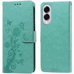 Mobigear Flowers Samsung Galaxy S25 Edge Hoesje Bookcase Portemonnee - Groen