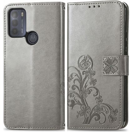 Mobigear Clover Motorola Moto G50 Hoesje Bookcase Portemonnee - Grijs